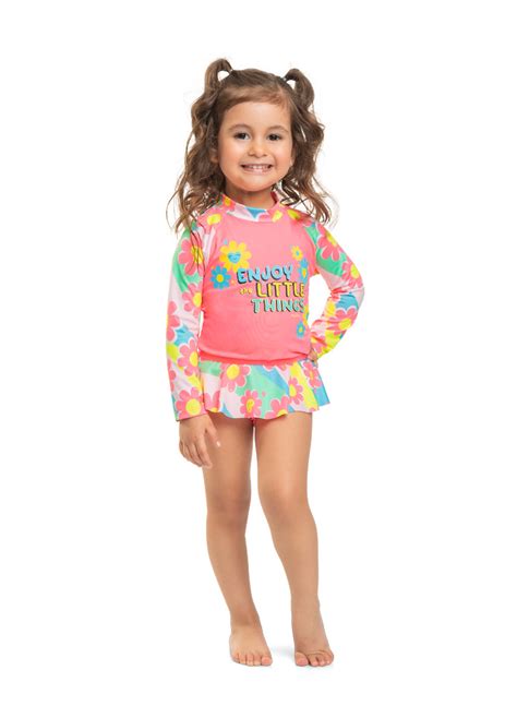 Conjunto Infantil Menina Blusa e Tanga Proteção UV50 Marlan 001 a 08