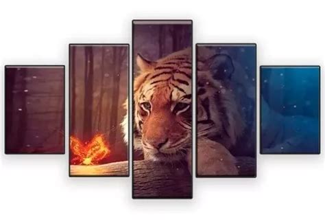 Quadro Mosaico Partes Tigre E Borboleta Hd K Mdf Mm Parcelamento