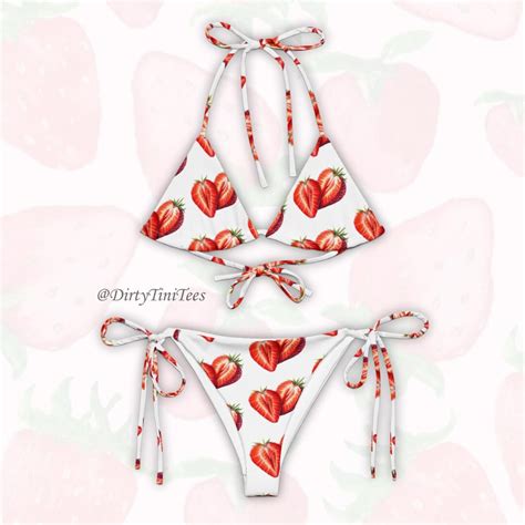 Strawberry Strawberries String Bikini Kiwi Summer Cocktail Beach Wear Vacation Bachelorette