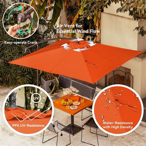 Jearey 8 Ft Aluminum Orange Crank Offset Patio Umbrella With Base Je