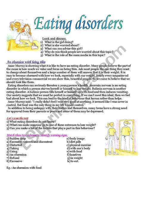 Eating Disorders Esl Worksheet By Agusjavier