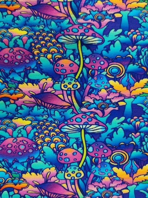 Psychedelic Magic Mushrooms Cotton Lycra Jersey £1650 Pm Ukstretchfabrics