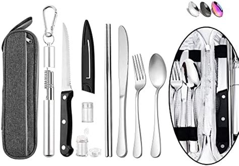 Amazon Portable Travel Reusable Utensils Silverware With Case