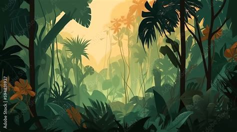 A dense jungle wallpaper featuring lush green foliage and towering ...