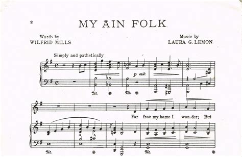 My Ain Folk A Ballad Of Home Sheet Music Download By Mills And Lemon Voice And Piano Early