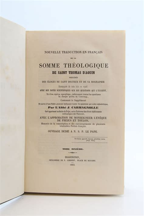 THOMAS D AQUIN La Somme théologique de saint Thomas d Aquin Nouvelle