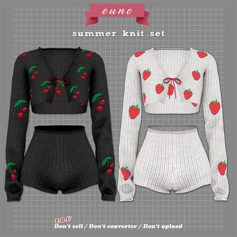 Summer Knit Set Euno Sims In 2024 Sims 4 Clothing Sims 4 Mods