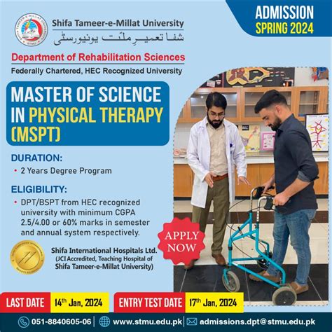 Master Of Science In Physical Therapy Shifa Tameer E Millat University