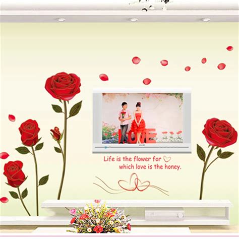 3d Pvc Rose Flower Wall Stickers Removable Wall Decal Mural Diy For Tv