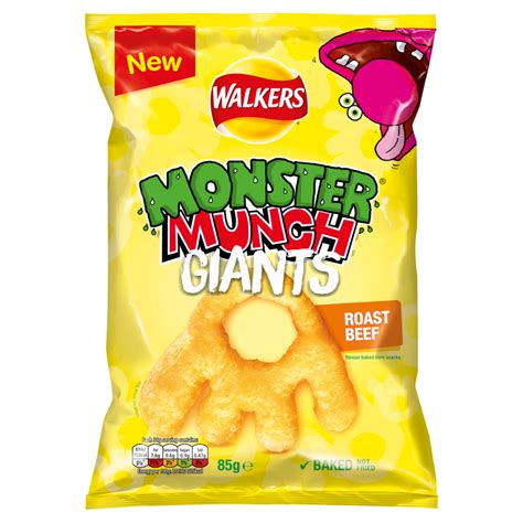 Walkers Monster Munch Giants Roast Beef Snacks 85g