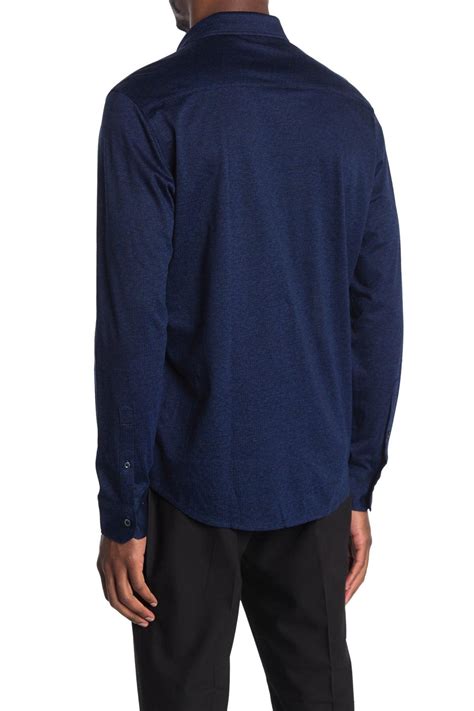 Bugatchi Cotton Solid Knit Regular Fit Shirt in Midnight (Blue) for Men ...