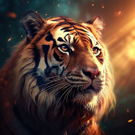 Ai Generated Illustration Wildlife Concept Of Tiger Closeup On Stock