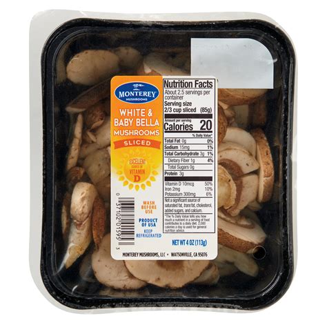 Monterey Fresh White Baby Bella Sliced Mushrooms Shop Mushrooms At