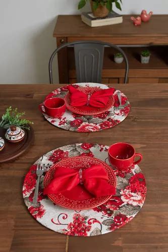 Set De Mesa Americano Sousplat De 8 Plazas Color Rojo MercadoLibre