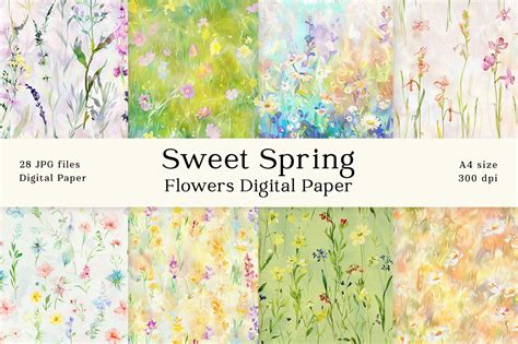 Sweet Spring Flowers Meadow Digitalpaper Graphic By Lemonmoon