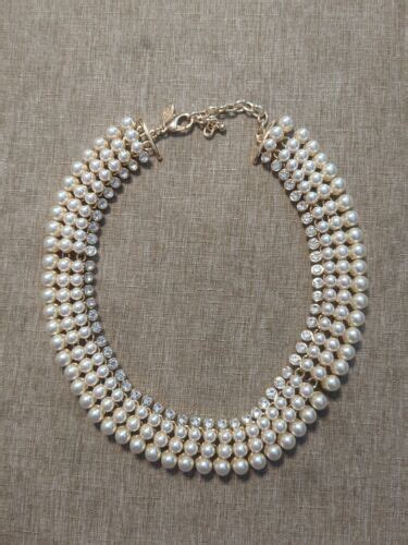 Joan Rivers Crystal Simulated Pearl Collar Necklace EBay