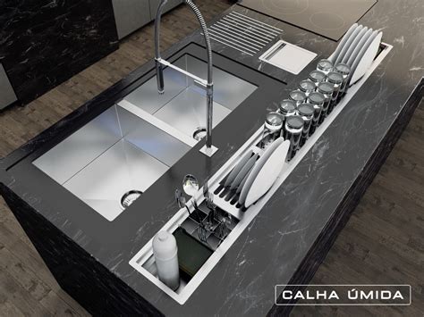 Calha Mida Canal Equipado Escorredor Lou A Inox Embutido Calha Mida