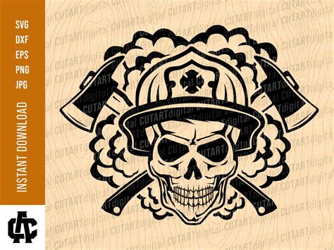 Firefighter Skull Svg Fireman Svg Smoke Firefighting Svg Etsy