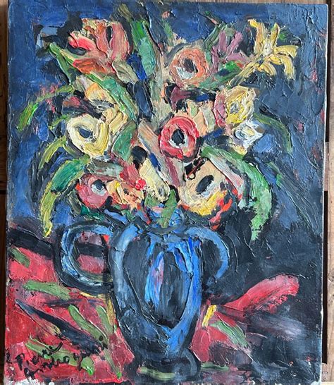 Proantic Pierre Ambrogiani 1906 1985 Huile Sur Toile Bouquet De F