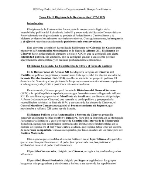 El R Gimen De La Restauraci N Pdf 42 Kb