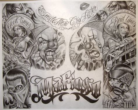 Gangster Chicano Tattoo Flash