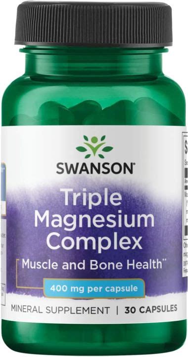 Swanson Triple Magnesium แมกนเซยม Complex 400 mg 30 Capsules