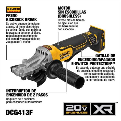 Esmeril Angular Inal Mbrico Cabeza Plana V Sin Bater A Dewalt