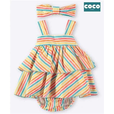 Coco Acqua Verano 2023 Vestido bebé niña Rayas Multicolor