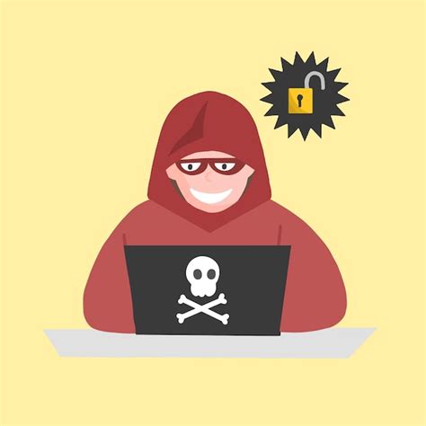 Premium Vector Flat Illustration Of Hacker At Laptop