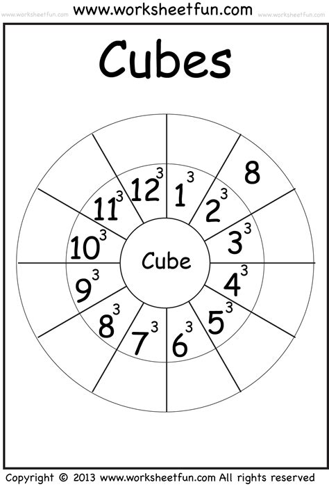 Printable Math Cubes - Printable Word Searches