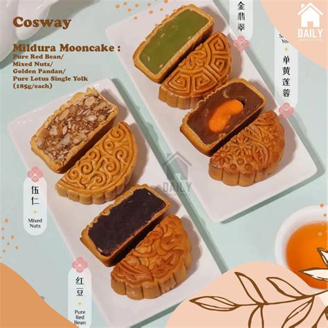 Cosway Mildura Mooncake Pure Red Bean Sakura Shrimp Sambal Mixed Nuts