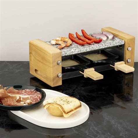 Kleines Raclette im Holzdesign für 2 Personen mit Kochstein H Koenig