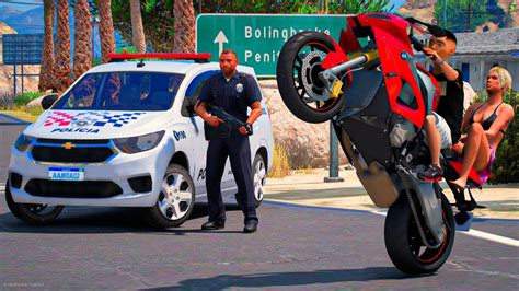 GTA V MODS DANDO FUGA DA POLICIA DE BMW S1000R ROUBADA YouTube