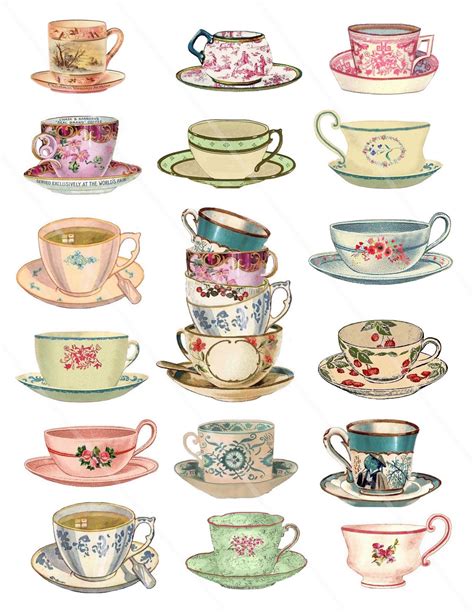 Teacup Clipart Tea Clipart Teacup Floral Vintage Tea Cups Tea Party ...