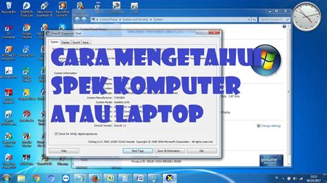 Cara Mengetahui Spesifikasi Laptop Dan Pc Off