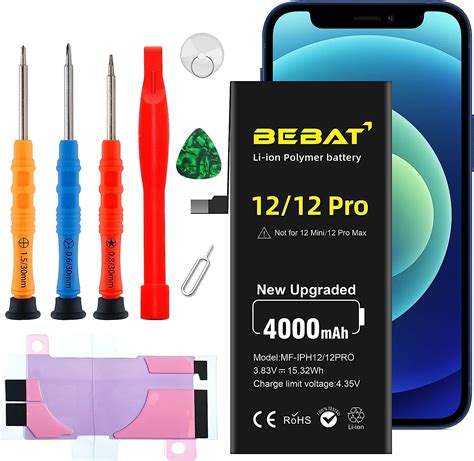 BEBAT Replacement For IPhone 12 12 PRO Battery 4000mAh High Capacity