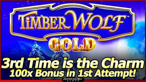 TimberWolf Gold Slot Machine Big Win Free Spins Bonus 3rd Time Is