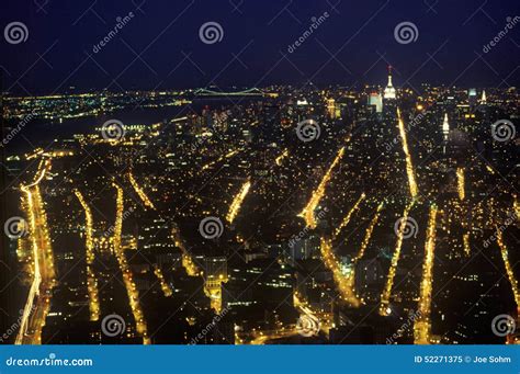 Manhattan Przy Noc Od Empire State Building Miasto Nowy Jork Ny