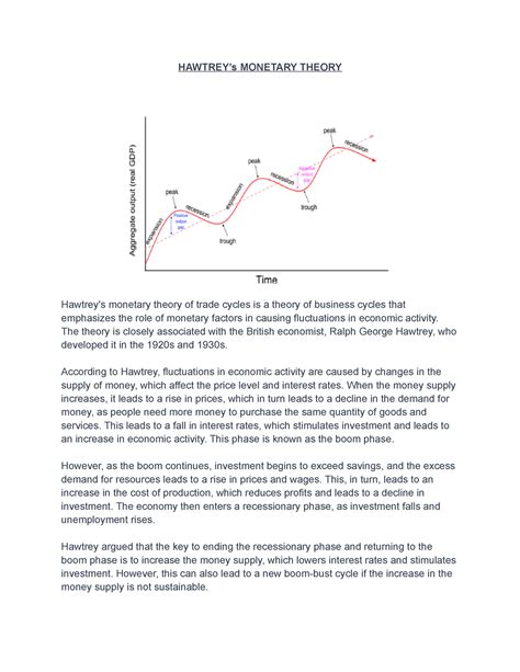 Hawtrey S Monetary Theory HAWTREYs MONETARY THEORY Hawtrey S