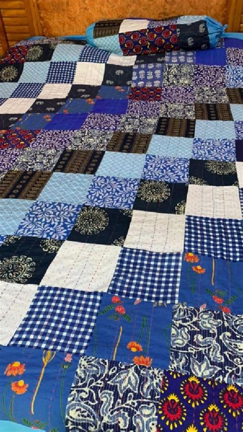 Blue Patchwork Bedcover DIY Kit