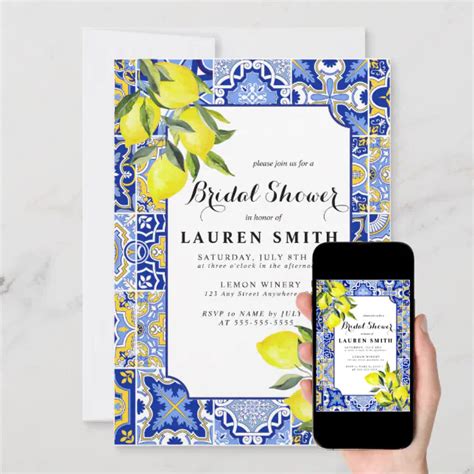 Mediterranean Amalfi Coast Lemon Bridal Shower Invitation Zazzle