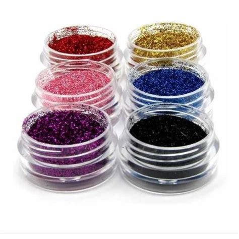 Kit 6 Potinhos De Glitter Flocado Extra Fino Cores Sortidas 2 Gramas