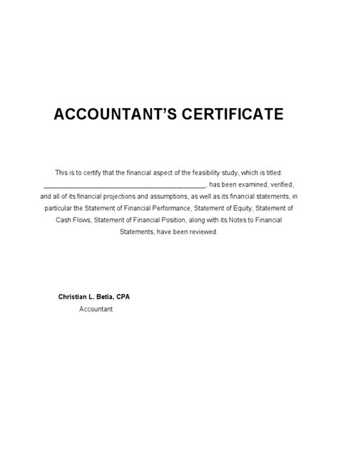 Accountants Certificate Pdf