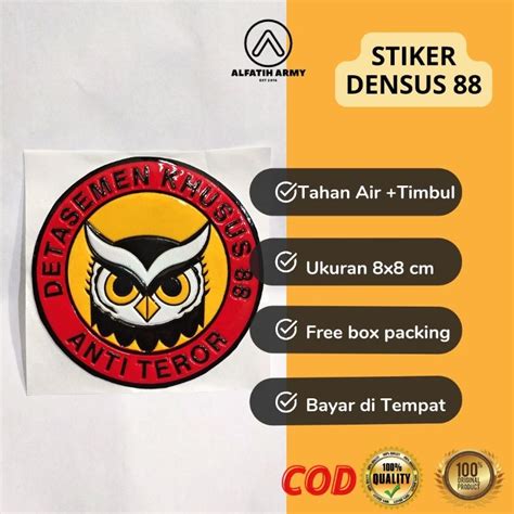 Jual Stiker Densus 88 Timbul Asli Embos Tahan Air Motor Alfatih Army