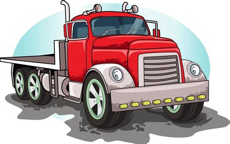 Red Classic Big Truck Vector Hand Drawing Vector Vector Art At