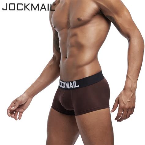 JOCKMAIL Sexy Men Boxer Ice Silk Breathable Gay Underwear Male