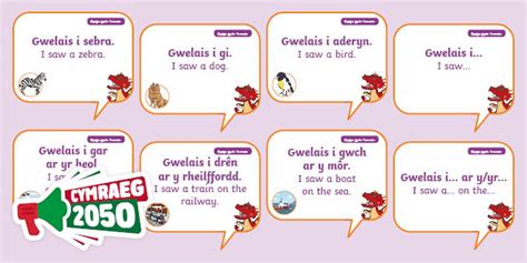 Learn Welsh Swigod Siarad Gwelais I I Saw Speech Bubbles