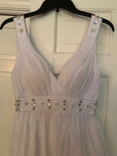 V Neck Beaded Bridesmaid Weddingpartyformalprom Dress Size S White Ebay