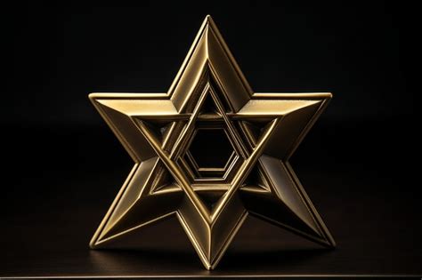 Premium Photo Golden Six Pointed Geometric Star Figure