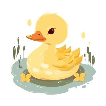 Cute Duckling Clipart Cute Duck In The Water Isolated Illustration